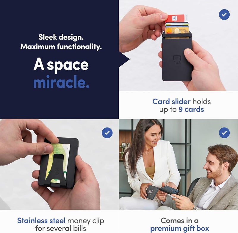 TRAVANDO SLYDE Aluminum Card Holder - RFID Blocking Slim Wallet for Men with Money Clip – Holds Up to 9 Cards – RFID Protected Credit Card Mens Wallet - Image 3